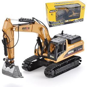 Gemini & Genius Tracked Excavator Toys, 1/50 Scale Diecast Digger Construction Toy, Metal Vehicle Model with 360° Cabin Swivels, Great Gift, Playing Sand, Room Decoration and Collection for Kids