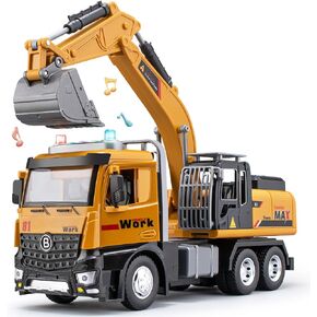 Crane Toy for Boys, 13.5" Large Crane Truck with Lights and Sounds, Open-able Doors, Friction Powered Construction Truck Toys Gift for Kids in Saudi Arabia