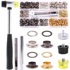 Keadic 200 Pieces 6MM 1/4 Inch Bronze Grommets Eyelets with 3Pcs Installation Tools for Fabric, Canvas, Curtain, Clothing, Leather