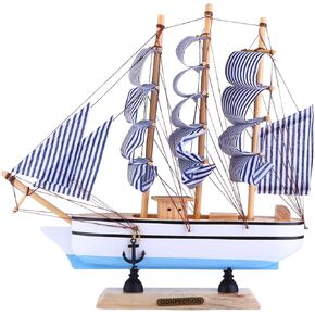 Sailboat Coastal Table Decoration Model Decor Model Ship Wooden Ship Models 1Pc Nautical Decor Sailing Ship for Ocean Theme Party Home Decor Photo Props Sailing Ship Sculpture Blue Large Boat Statue