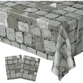 Blue Orchards Red Brick Table Cover (Pack of 3) - 54"x108" XL - Red Brick Birthday Party Supplies, Red Brick Table Decorations, Red Brick Wall, Red Brick Stone Setter, Brick Wall Scene Backdrop