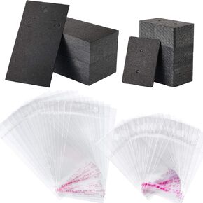500 Set Earrings Display Card with Clear Resealable Bags, Earring Display Cards for Ear Studs for DIY (Black) in Kuwait
