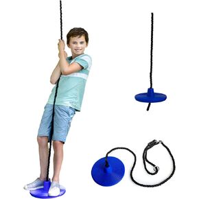 Squirrel Products Heavy Duty Plastic Tree Swing - Disc Rope Swing with Leg Protectors - Additions & Replacements - Outdoor Play Equipment - Blue