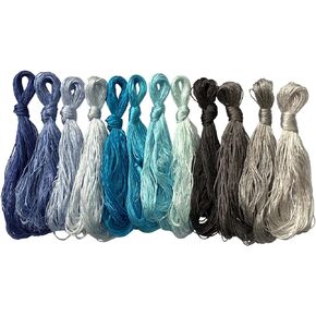 12 Skeins Mulberry Silk Floss Embroidery Thread Floss-Cross Stitch Threads China Silk Woven Jewelry Threads DIY Sewing Kits (Red/Yellow/Brown Gradient)