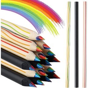 Needbrock 36 Pcs Rainbow Colored Pencils for Kids, 3 Different Types of Colored Rainbow, Rainbow Pencils for Adults Kids Coloring School Classroom Art Drawing Supplies(6.89 X 0.28 Inch) in Kuwait