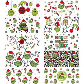 UV DTF Cup Wrap, 10 Sheet Christmas Transfer Stickers for 16 oz Glass Cups, Winter Rub on Transfer for Crafting, Waterproof Transfer Decals for Libbey Glass Tumblers Furniture Wood DIY Crafts in Saudi Arabia