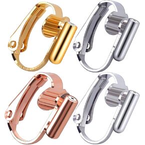 16pcs Clip-on Earring Converters Components Earring Clip Backs with Posts and 16pcs Anti-Pain Cushions for Non-Pierced Ears DIY Dangle Earring, White Golden in Kuwait