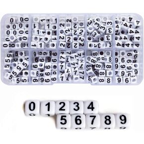 Amaney 600pcs White Acrylic Number Beads 0-9 Symbol # Heart with Storage Box 7x4mm in Saudi Arabia