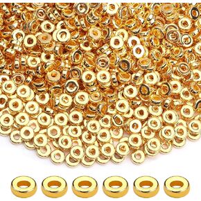 1500pcs 6mm Gold Flat Round Spacer Beads Disc Loose Jewelry Making Beads for DIY Bracelet Necklace Earring Craft Supplies