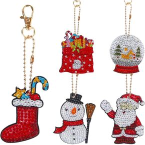 Jodsen عيد الميلاد الماس اللوحة مفتاح سلسلة، الماس الفن الحلي عيد الميلاد، DIY الماس اللوحة سلاسل المفاتيح، سانتا ثلج الماس اللوحة المفاتيح لعيد الميلاد قلادة ديكور شنقا زخرفة in Kuwait