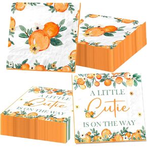 Little Cutie Baby Shower Decorations,40PCS A Little Cutie Is On The Way Napkins Supplies Fruit Theme Dinner Paper Napkins for Citrus Party Baby Shower Decorations in Kuwait
