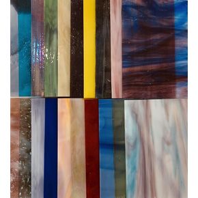 20 ورقة SPECTRUM، Wissmach، Kokomo، حزمة متنوعة متنوعة، زجاج ملون 3 مم (4 × 6 بوصة) نسيج كاتدرائيات الأوبال من Crafter's Best in Kuwait