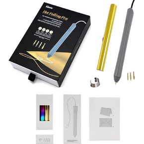 Hot Foil Pens with 4 Size Metal Tips & 4pcs Heat Activated Foil Roll Sets for Card Making Scrapbooking Tools All in One Kits Drawing Pen USB Powered DC5V Foil Quill Starter Kits in Kuwait