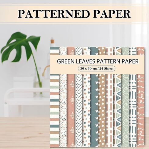 Whaline 24 Pcs Boho Pattern Paper 12 Designs Folded Flat Scrapbook Paper Double Sided Colorful Decorative Craft Paper For DIY Art Craft Card Making Scrapbook Photo Album Decor, 11.8 x 11.8 Inch in Kuwait