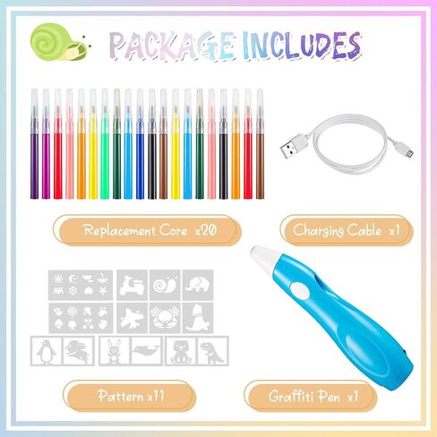Fulmoon Spray Art Graffiti Pen Cordless Electric Airbrush Sprayer Marker Set Electric Cordless Airbrush Blow Pen with Washable Watercolor Pens Spray Paint Stencils for Kids Painting Drawing Toy Gift in Saudi Arabia
