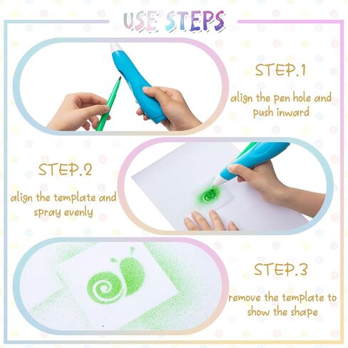 Fulmoon Spray Art Graffiti Pen Cordless Electric Airbrush Sprayer Marker Set Electric Cordless Airbrush Blow Pen with Washable Watercolor Pens Spray Paint Stencils for Kids Painting Drawing Toy Gift in Saudi Arabia