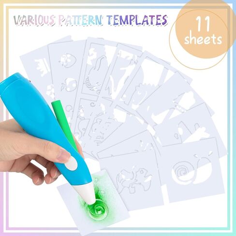 Fulmoon Spray Art Graffiti Pen Cordless Electric Airbrush Sprayer Marker Set Electric Cordless Airbrush Blow Pen with Washable Watercolor Pens Spray Paint Stencils for Kids Painting Drawing Toy Gift in Saudi Arabia