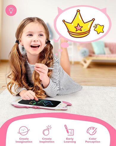 Bravokids Toys for 3-6 Years Old Girls and Boys, 8.5 inch LCD Writing Tablet Colorful Drawing Doodle Board for Kids, Educational and Learning Birthday Gifts for 3 4 5 6 7 8 Years Old Boys (White Blue) in Kuwait