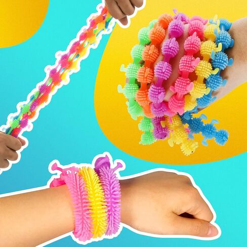 نودلز فيدجيت الحسية من 16 قطعة، العاب حسية مزخرفة للاطفال المصابين بالتوحد، العاب فيدجيت هادئة لتخفيف التوتر، لعبة مهدئة قابلة للتمدد، هدايا الحفلات للاطفال من سن 3-5 4-8 سنوات in Kuwait