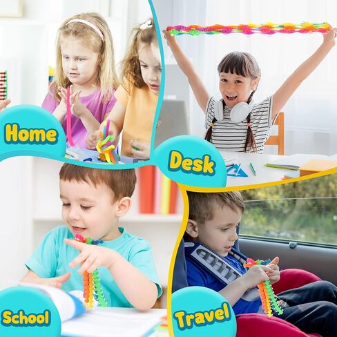 نودلز فيدجيت الحسية من 16 قطعة، العاب حسية مزخرفة للاطفال المصابين بالتوحد، العاب فيدجيت هادئة لتخفيف التوتر، لعبة مهدئة قابلة للتمدد، هدايا الحفلات للاطفال من سن 3-5 4-8 سنوات in Kuwait