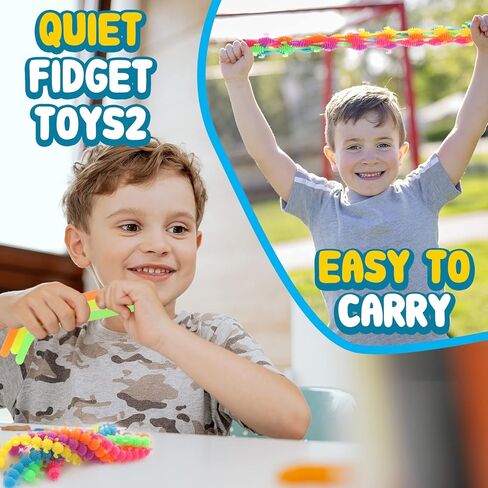 نودلز فيدجيت الحسية من 16 قطعة، العاب حسية مزخرفة للاطفال المصابين بالتوحد، العاب فيدجيت هادئة لتخفيف التوتر، لعبة مهدئة قابلة للتمدد، هدايا الحفلات للاطفال من سن 3-5 4-8 سنوات in Kuwait