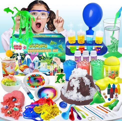 UNGLINGA 100+ Science Lab Experiments Kit for Kids Age 4-6-8-12-14, STEM Activities Educational Toys Gifts for Boys Girls, Chemistry Set, Magic Play Sand, Gemstone Dig, Volcano, Glowing Worms in Kuwait