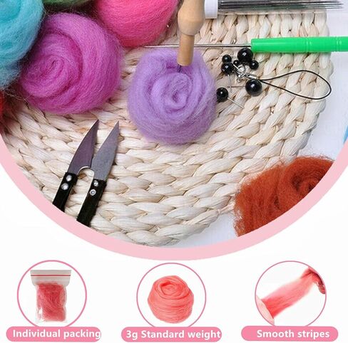 128 Pieces Needle Felting Kit, 36 Colors Wool Roving Set with Wool Felt Tools and Foam Mat, Felting Starter Kit, Needle Wool Felting Tools Kit for DIY Craft Home Decoration Gift in Kuwait