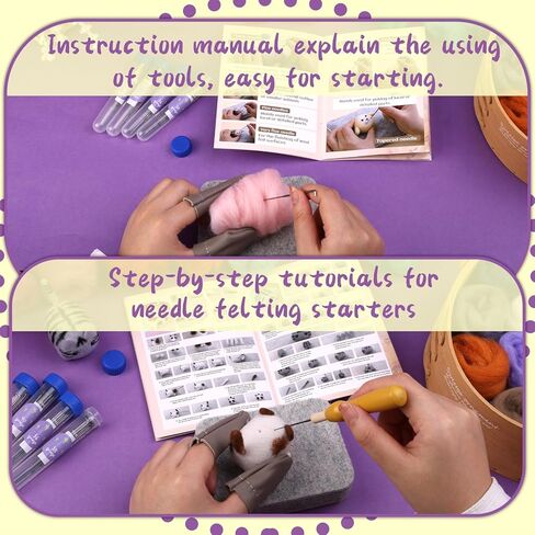 مجموعة التلبيد بالإبرة من Fedmut مكونة من 30 لونًا من الصوف المتجول للمبتدئين مع إبر التلبيد الكاملة ومستلزمات وسادة التلبيد، مجموعة أدوات التلبيد بالإبرة لتزيين المنزل يدويًا in Kuwait