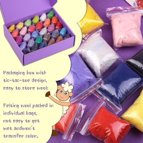 مجموعة التلبيد بالإبرة من Fedmut مكونة من 30 لونًا من الصوف المتجول للمبتدئين مع إبر التلبيد الكاملة ومستلزمات وسادة التلبيد، مجموعة أدوات التلبيد بالإبرة لتزيين المنزل يدويًا in Kuwait