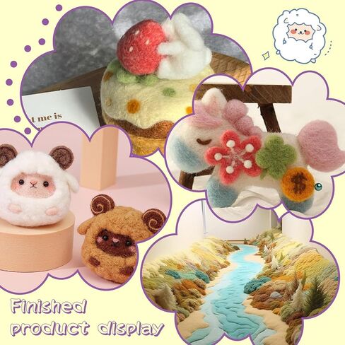 مجموعة التلبيد بالإبرة من Fedmut مكونة من 30 لونًا من الصوف المتجول للمبتدئين مع إبر التلبيد الكاملة ومستلزمات وسادة التلبيد، مجموعة أدوات التلبيد بالإبرة لتزيين المنزل يدويًا in Kuwait