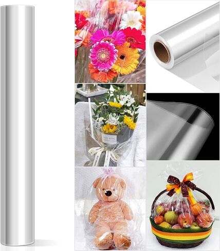 STOBOK Clear Cellophane Wrap Roll,Unfolded Wide 34 Inch 100 Ft Long 3 Mil Thick Flower Baskets Food Gift Crystal Transparent Wrappings Paper Food Safe in Saudi Arabia