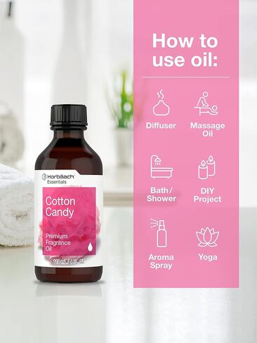 Cotton Candy Fragrance Oil | 4 Fl Oz (118ml) | Premium Grade | for Diffusers, Candle and Soap Making, DIY Projects & More | by Horbaach in Saudi Arabia
