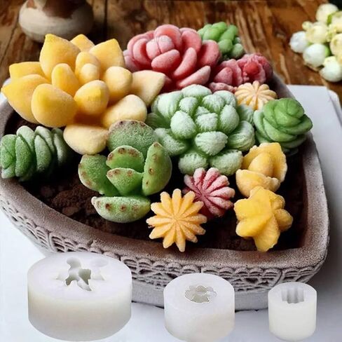 قالب سيليكون نباتات نباتية من SAKOLLA - 3 قطع من قوالب البتلات الوردية لتزيين الكيك والصابون المصنوع يدويًا من مادة إيبوكسي الراتنج والبوليمر والشمع وما إلى ذلك in Kuwait