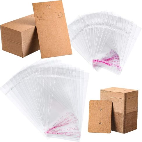 500 Set Earrings Display Card with Clear Resealable Bags, Earring Display Cards for Ear Studs for DIY (Black) in Saudi Arabia