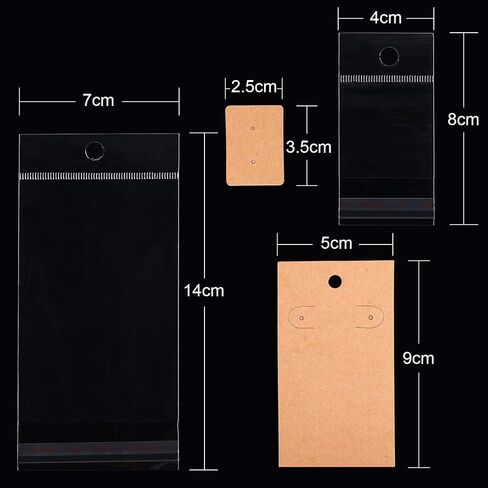 500 Set Earrings Display Card with Clear Resealable Bags, Earring Display Cards for Ear Studs for DIY (Black) in Saudi Arabia
