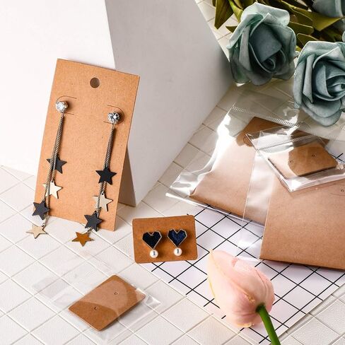 500 Set Earrings Display Card with Clear Resealable Bags, Earring Display Cards for Ear Studs for DIY (Black) in Saudi Arabia