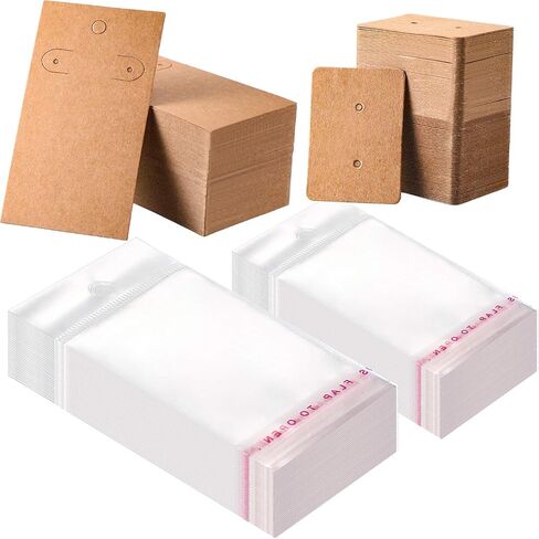 500 Set Earrings Display Card with Clear Resealable Bags, Earring Display Cards for Ear Studs for DIY (Black) in Saudi Arabia