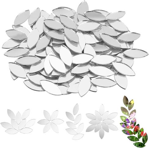 OLYCRAFT 150 قطعة من المرايا الحرفية على شكل دمعة، بلاط مرآة صغيرة غير لاصقة، بلاط زجاجي صغير غير لاصق، مرايا صغيرة على شكل دمعة للحرف اليدوية، ديكورات الحائط وباب المنزل in Kuwait