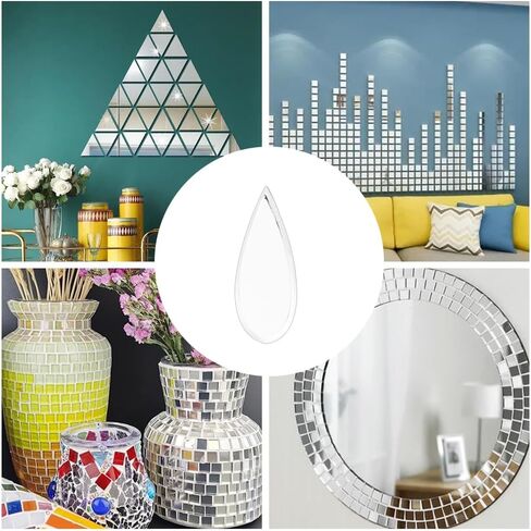 OLYCRAFT 150pcs Leaf Shape Craft Mirrors Mosaic Tiles 11x25mm Petal Mosaic Tiles Mini Glass Mirror Tiles Leaf Glass Cabochons Glass Flower Leaves Tiles for DIY Crafts Art Wall Door Home Decorations in Kuwait