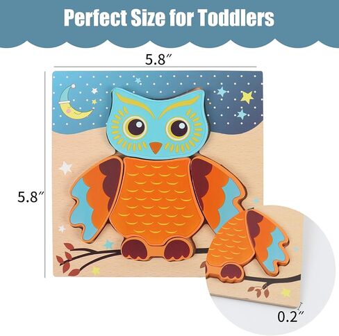 AOLIGE 4Pcs Wooden Jigsaw Puzzles Animal Educational Toys for Toddlers Kids Montessori Toys for 1 2 3 Year Old Boys Girls Pegged Puzzles 1 2 3 Years Old in Kuwait