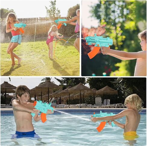 مسدس مياه كهربائي أوتوماتيكي بنادق رش مياه للأطفال والكبار يعمل بالطاقة، مسدسات مياه كهربائية لعبة امتصاص فائقة للسباحة وحفلات الشاطئ والأنشطة الخارجية in Kuwait