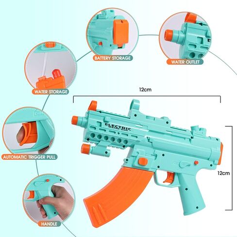 مسدس مياه كهربائي أوتوماتيكي بنادق رش مياه للأطفال والكبار يعمل بالطاقة، مسدسات مياه كهربائية لعبة امتصاص فائقة للسباحة وحفلات الشاطئ والأنشطة الخارجية in Kuwait