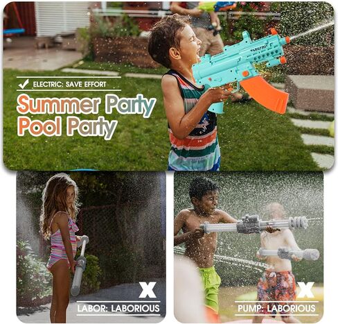 مسدس مياه كهربائي أوتوماتيكي بنادق رش مياه للأطفال والكبار يعمل بالطاقة، مسدسات مياه كهربائية لعبة امتصاص فائقة للسباحة وحفلات الشاطئ والأنشطة الخارجية in Kuwait