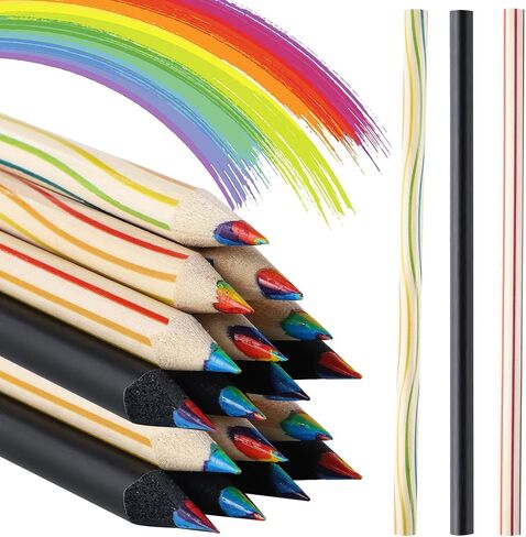 Needbrock 36 Pcs Rainbow Colored Pencils for Kids, 3 Different Types of Colored Rainbow, Rainbow Pencils for Adults Kids Coloring School Classroom Art Drawing Supplies(6.89 X 0.28 Inch) in Kuwait