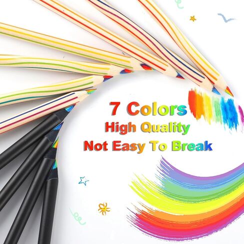 Needbrock 36 Pcs Rainbow Colored Pencils for Kids, 3 Different Types of Colored Rainbow, Rainbow Pencils for Adults Kids Coloring School Classroom Art Drawing Supplies(6.89 X 0.28 Inch) in Kuwait