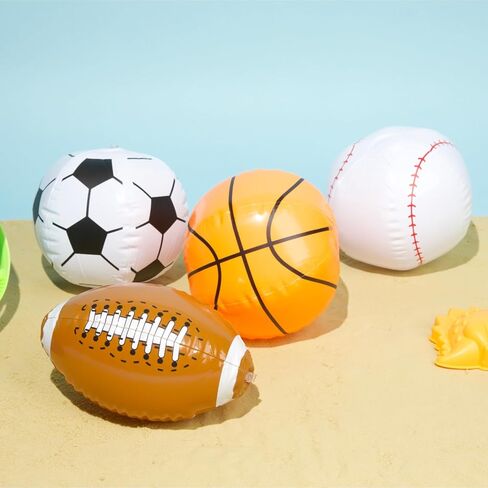 مجموعة كرات رياضية صغيرة من توب ريس - كرة رياضية صغيرة قابلة للنفخ مقاس 9 بوصات - كرات كرة قدم قابلة للنفخ على الشاطئ للأطفال والشاطئ وألعاب حمام السباحة والألعاب المائية - ديكورات حفلات كرة السلة والبيسبول in Kuwait