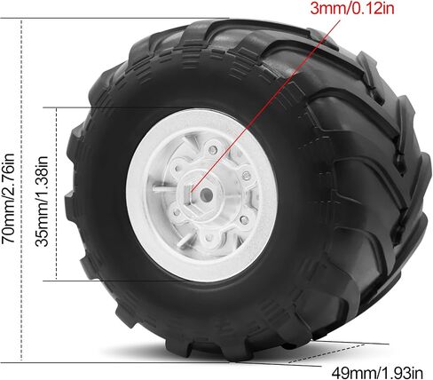 مجموعة إطارات حافة عجلة الشاحنة الكبيرة OGRC 1.0 RC لسيارة FCX24 SCX24 C10 JLU Deadbolt Gladiator Bronco 1/24 الزاحفة (أسود) in Kuwait