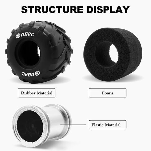 مجموعة إطارات حافة عجلة الشاحنة الكبيرة OGRC 1.0 RC لسيارة FCX24 SCX24 C10 JLU Deadbolt Gladiator Bronco 1/24 الزاحفة (أسود) in Kuwait