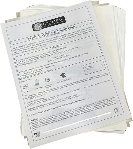 Iron ON Heat Transfer Paper 3G Jet Opaque 8.5 x 11" Custom Pack 10 Sheets in Saudi Arabia