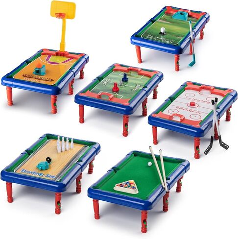 6 in 1 Sports Table Games for Kids - Mini Tabletop Pool, Hockey, Ice Hockey, Basketball, Golf, and Bowling - Great for Teaching Kids - Sports Games with Accessories in Kuwait
